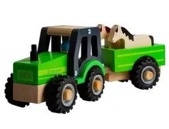 - Traktor i træ med anhænger og dyr*Magni New