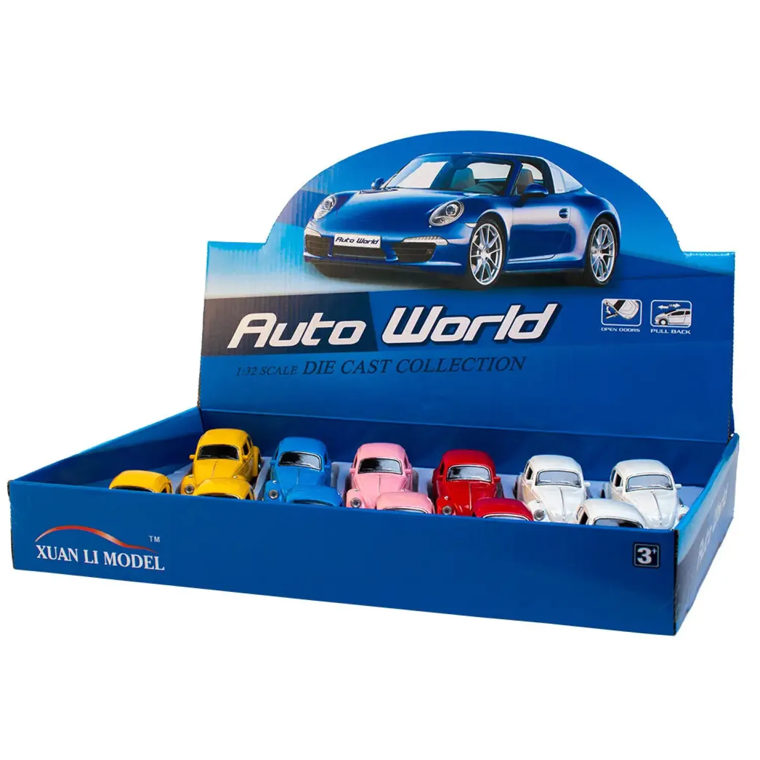 - VW Folkevogn bil med pull-back, assorteret farve, pris er for 1 stk.^Magni Sale