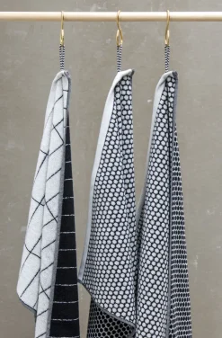 - GRID gæstehåndklæde, 2-pak, Sort / Off-white*Mette Ditmer Best