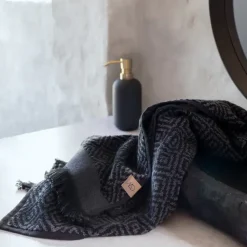 - MAROKKO gæstehåndklæde, 2-pak, sort/grå*Mette Ditmer New