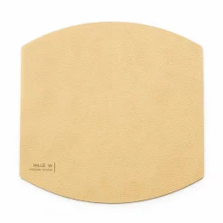 - Ellips Bordskåner - Beige læder - Ø22 cm*MILLE W NORDISK DESIGN