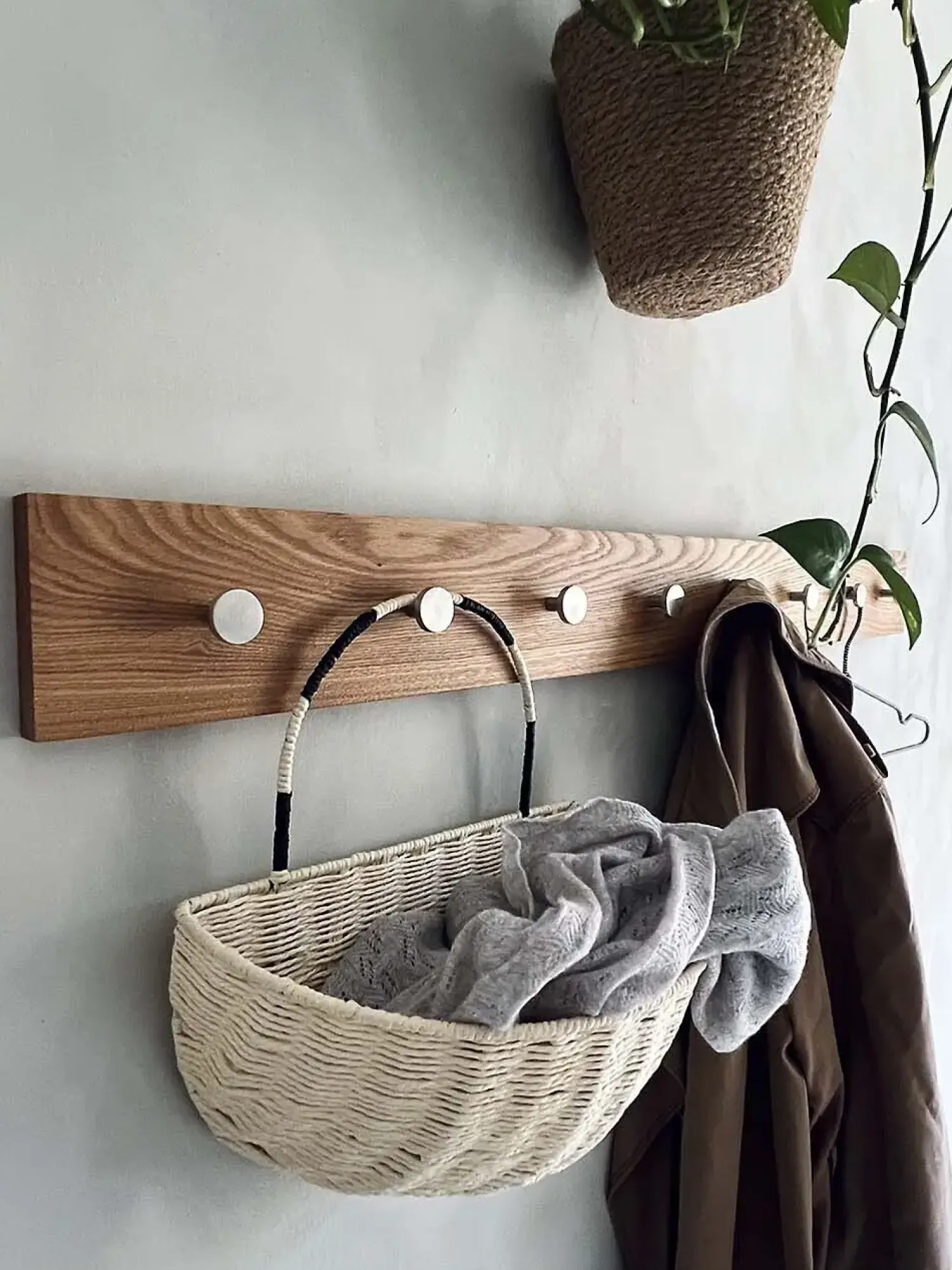 - OAK Knagerække Egetræ Med Stål Knager - 100 cm*Moudhome Discount