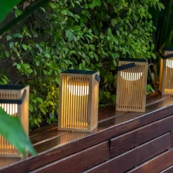 - Lanterne - Okinawa - Genopladelig med solceller og usb - Bambus^New Garden Sale