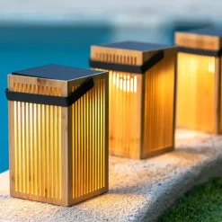 - Lanterne - Okinawa - Genopladelig med solceller og usb - Bambus^New Garden Sale