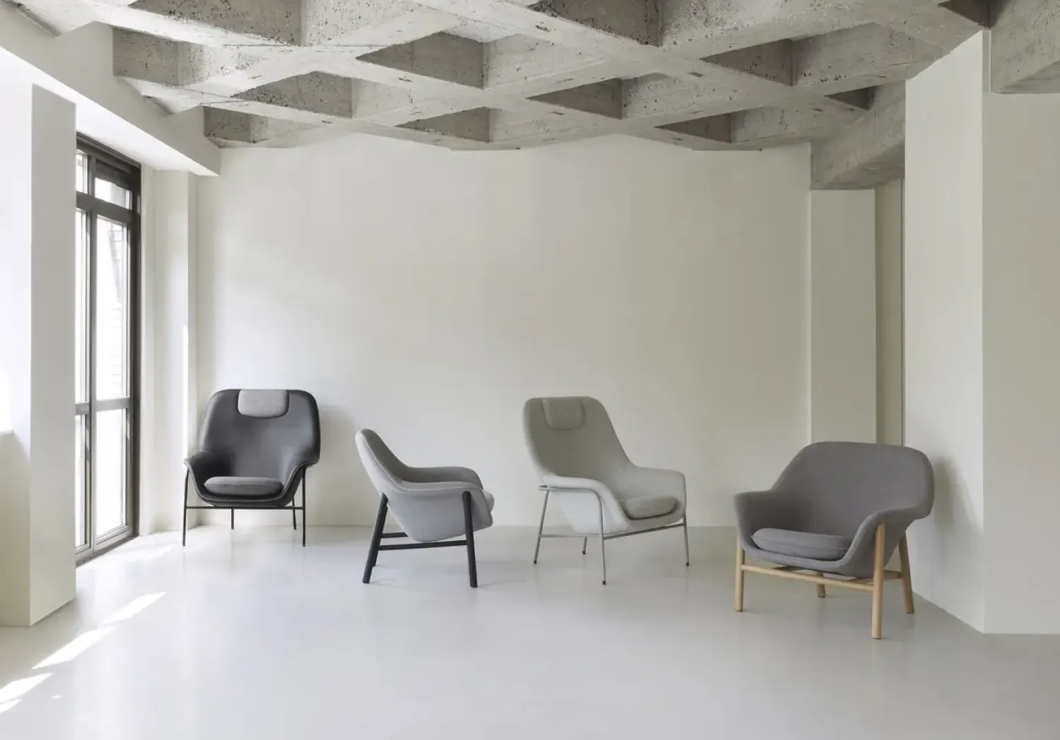 - Drape Lounge Chair High W. Headrest Grey Steel^Normann Copenhagen Discount