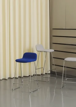 - Just Barstool 65 cm w. back Full Upholstery Chrome*Normann Copenhagen Outlet