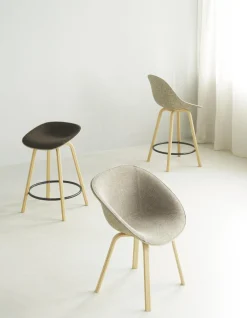 - Mat Barstool 65 cm Front Upholstery Hemp Beech/Cream - Hallingdal 110^Normann Copenhagen Outlet