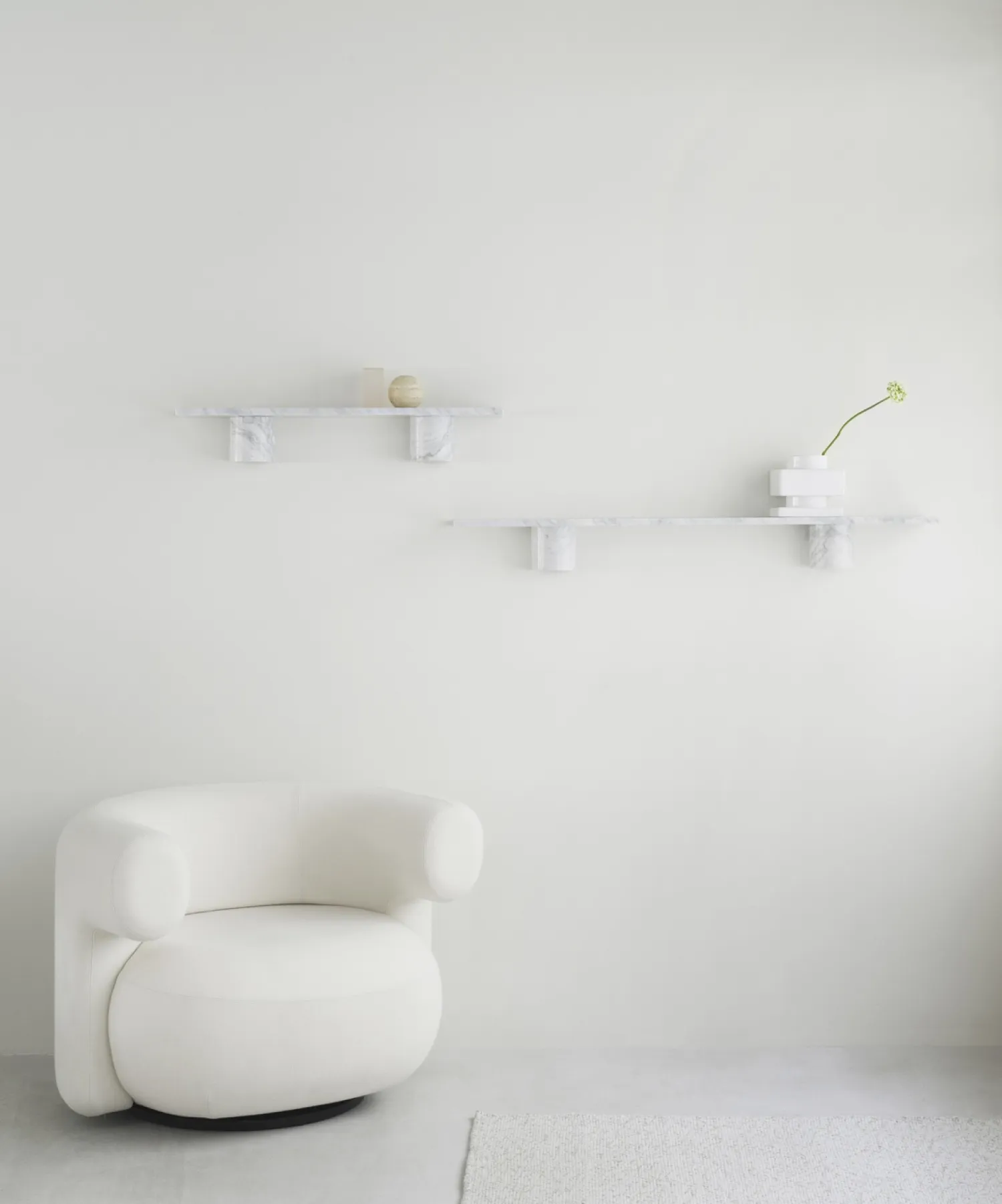 - Sten Hylde - 120 cm - hvid marmor*Normann Copenhagen Discount