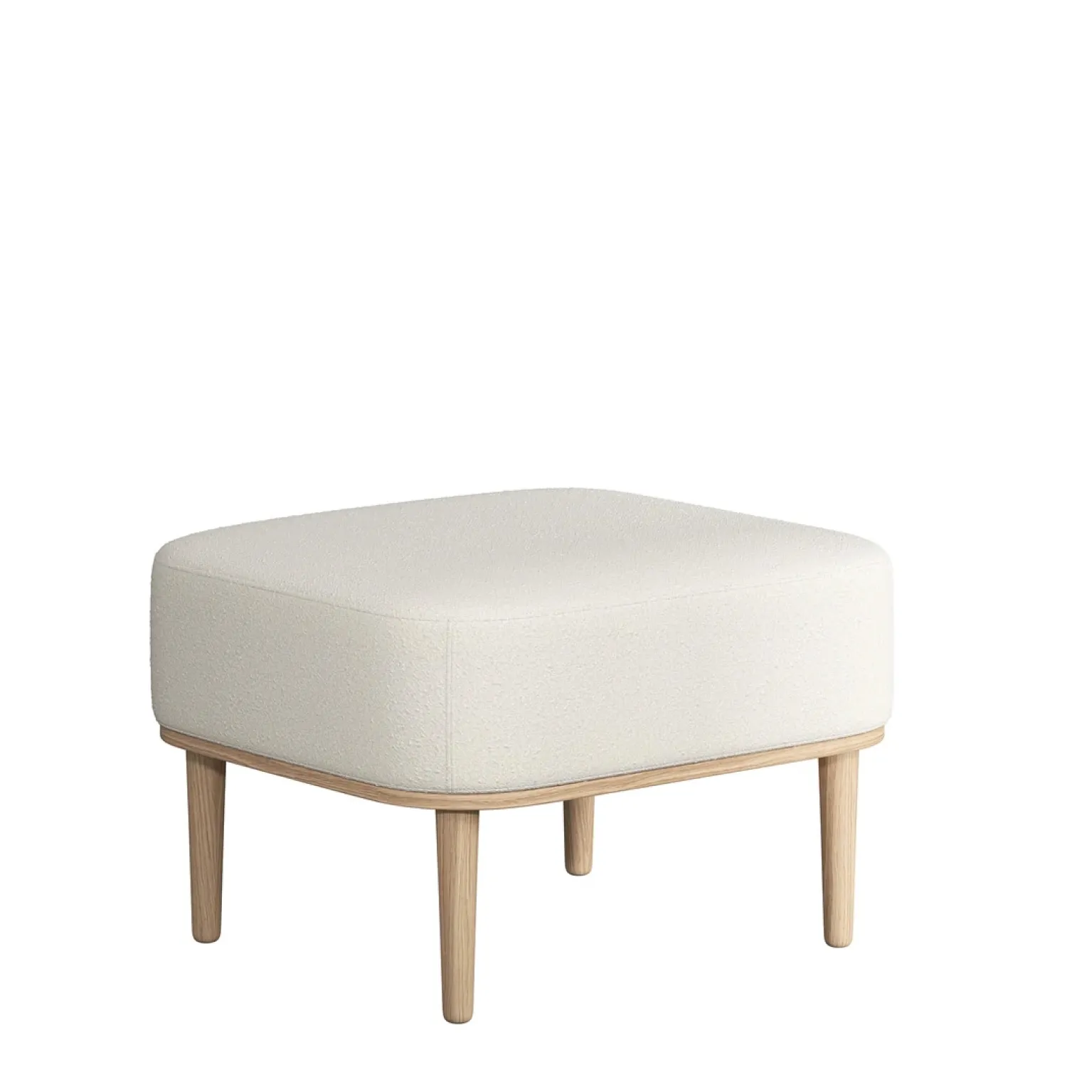 - Fodskammel - Serena - Hvid Bouclé og Natur Eg*NovoForm New