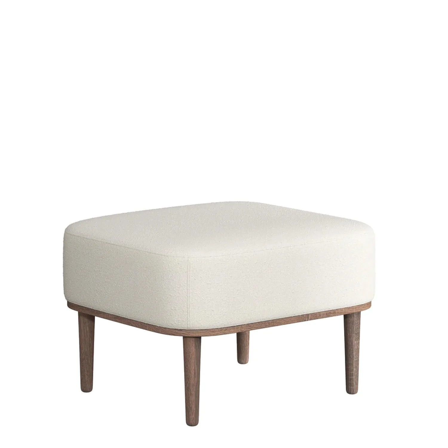 - Fodskammel - Serena - Hvid Bouclé og Mørk Eg^NovoForm Outlet