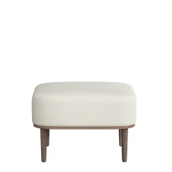 - Fodskammel - Serena - Hvid Bouclé og Mørk Eg^NovoForm Outlet