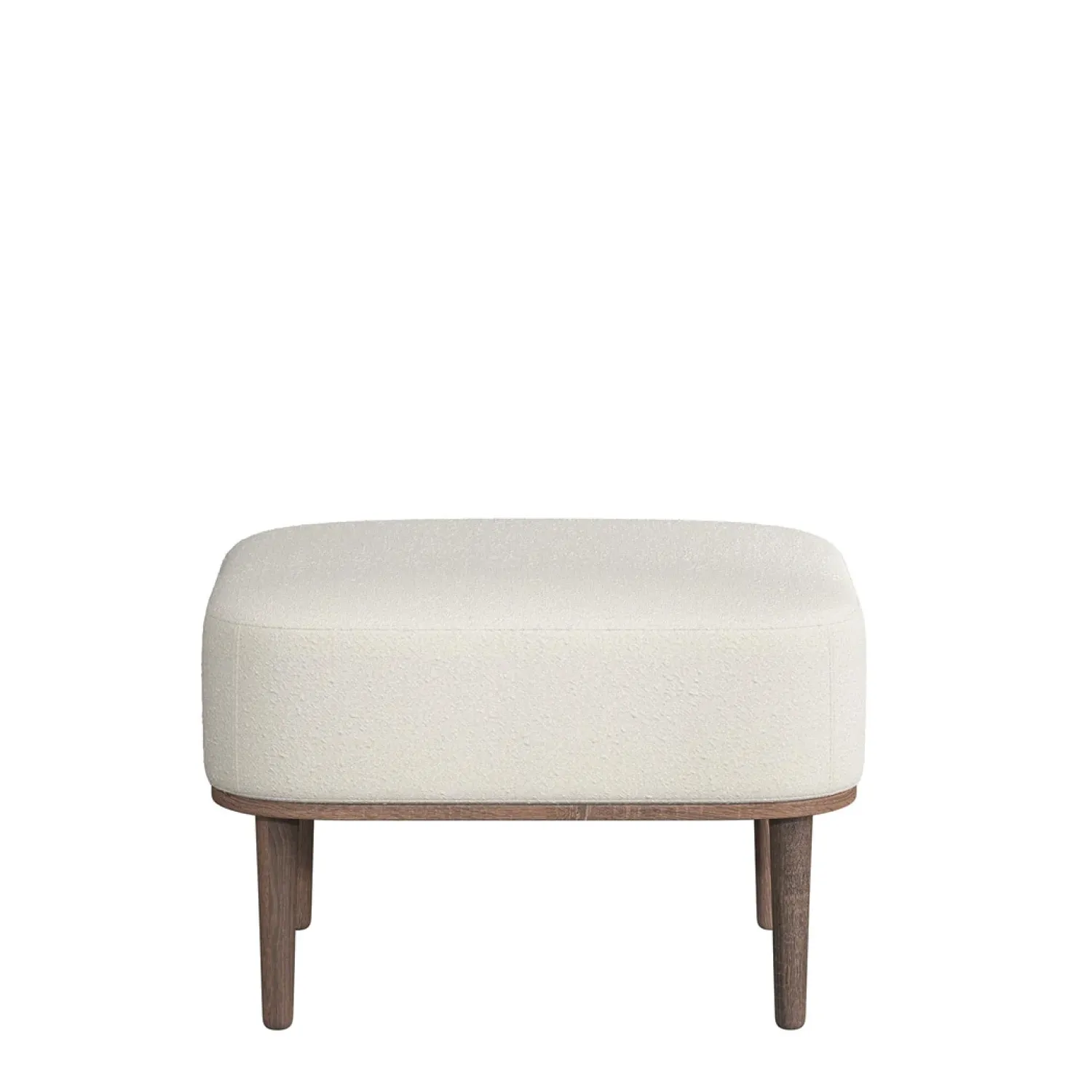 - Fodskammel - Serena - Hvid Bouclé og Mørk Eg^NovoForm Outlet