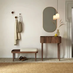 - Serena Bænk - Hvid Bouclé - Mørk eg*NovoForm New