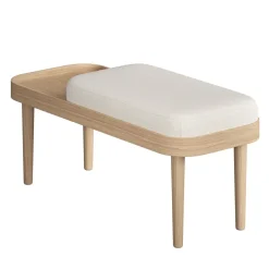 - Serena Bænk - Hvid Bouclé - Natur eg*NovoForm Discount