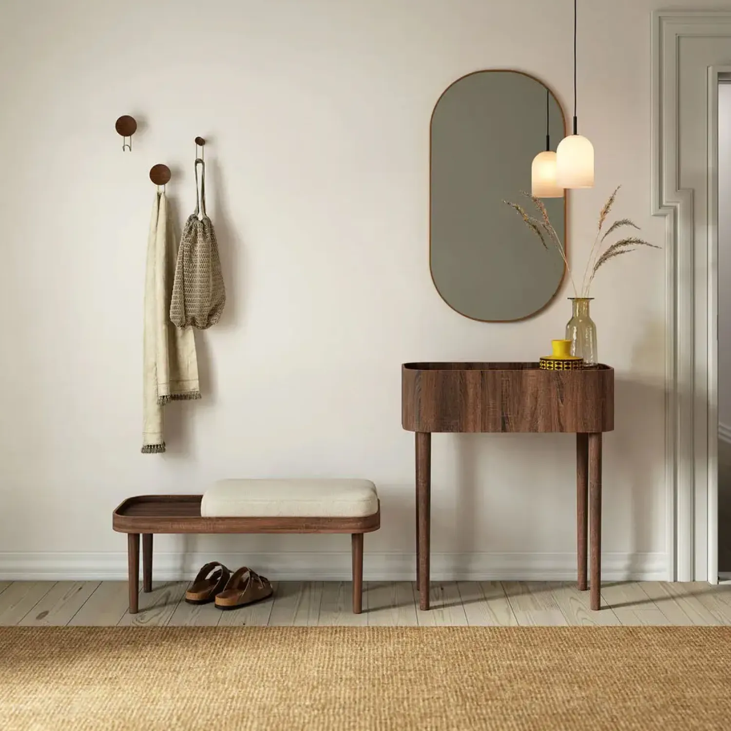 - Serena Bænk - Sweet Vanilla/Creme - Mørk eg*NovoForm Clearance