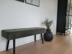 Orense Bænk med grønt fløjls look - Moss - 100 cm^ Clearance