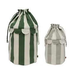 - Opbevaringsposer - Saga - 2 stk. - Beige/grøn stribet*OYOY Online