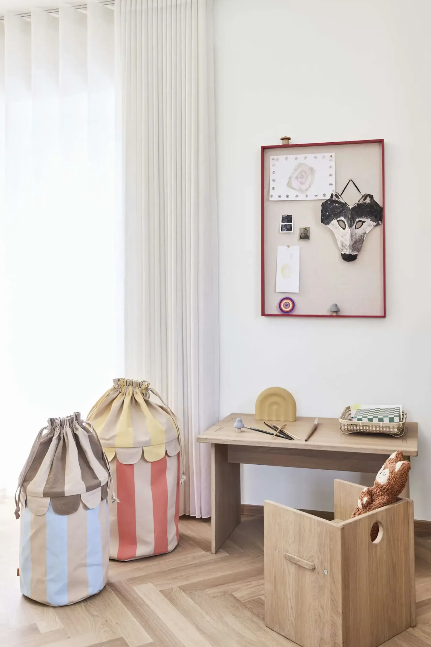 - Opbevaringsposer - Saga - 2 stk. - Blå/rød stribet^OYOY Discount