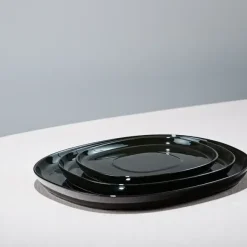- Superellipse tallerken flad 16*19 - SORT - med plateau*Piet Hein