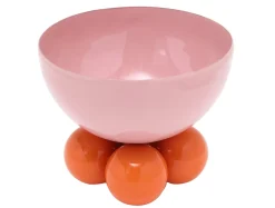 - Bowl Double Funky small soft pink w. bright orange*Present time Clearance