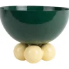 - Bowl Double Funky large retro green w. soft yellow^Present time Clearance