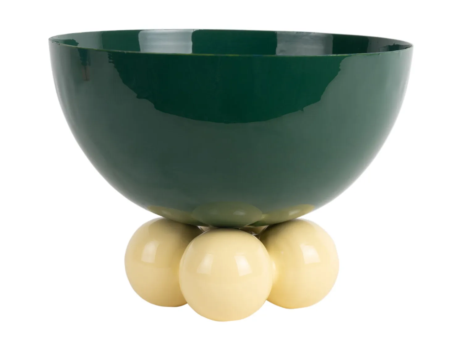 - Bowl Double Funky large retro green w. soft yellow^Present time Clearance