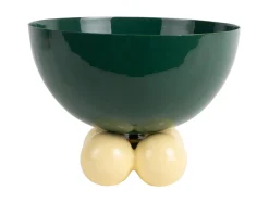 - Bowl Double Funky large retro green w. soft yellow^Present time Clearance
