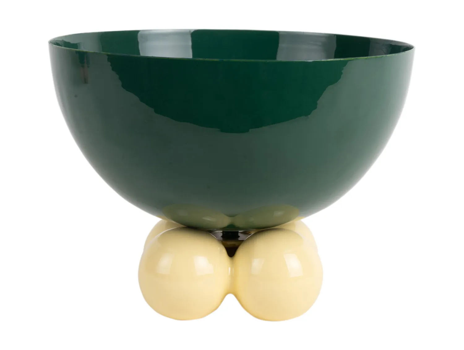 - Bowl Double Funky large retro green w. soft yellow^Present time Clearance