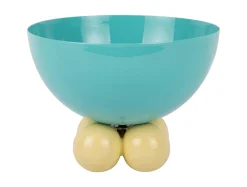 - Bowl Double Funky large turquoise blue w. soft yellow*Present time