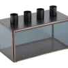 - Candle holder Boxed rectangle glass black*Present time Sale