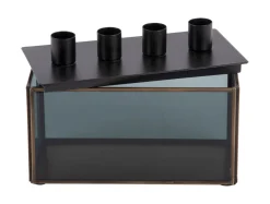 - Candle holder Boxed rectangle glass black*Present time Sale
