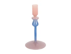 - Candle holder Duo Colores small soft pink w. cobalt blue^Present time Discount