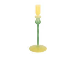 - Candle holder Duo Colores medium soft yellow w. retro green^Present time Hot