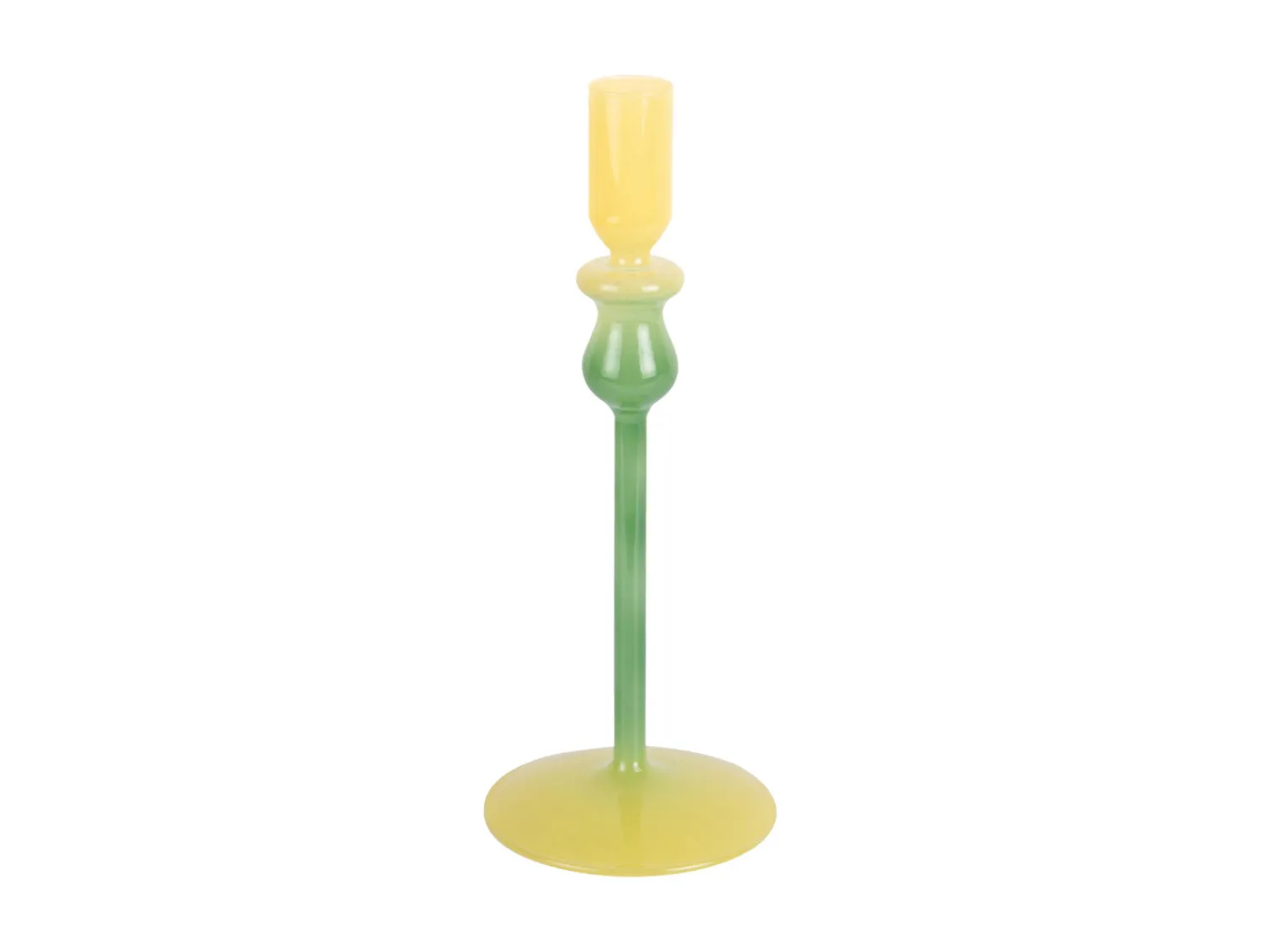 - Candle holder Duo Colores medium soft yellow w. retro green^Present time Hot