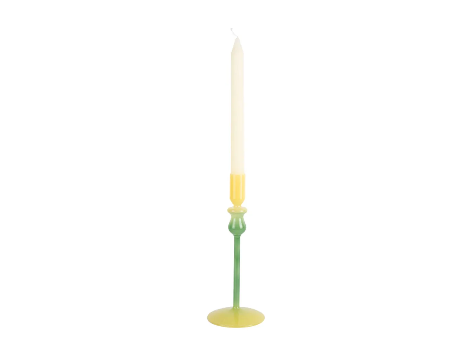 - Candle holder Duo Colores medium soft yellow w. retro green^Present time Hot