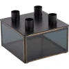 - Candle holder Boxed square glass black^Present time Clearance