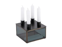 - Candle holder Boxed square glass black^Present time Clearance