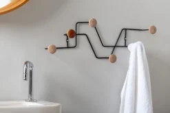 - Coat rack Zig Zag black w. wooden knobs^Present time Best