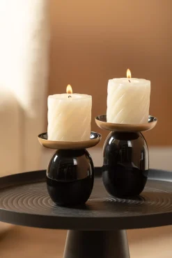 - Pillar candle holder Mila small iron enamel black*Present time Sale