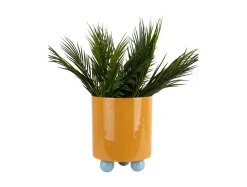 - Plant pot Double Funky large mango yellow w. soft blue*Present time Hot