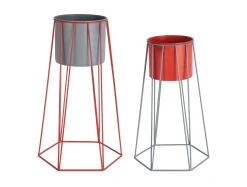 - Plant pot set Cool Retro mouse grey w. bright scarlet red^Present time Outlet