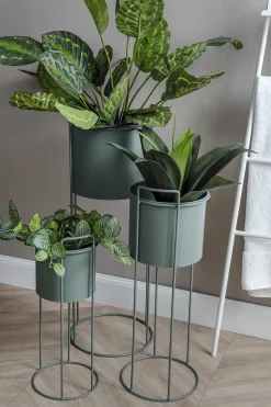 - Plant pot set Essence round iron jungle green^Present time Hot