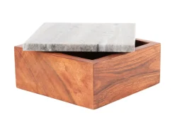 - Storage box Acacia brown marble lid*Present time Discount