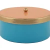 - Storage box Double Funky medium aqua blue w. peach orange*Present time Best