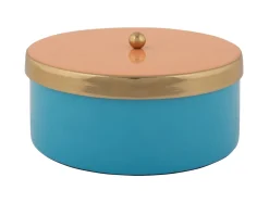 - Storage box Double Funky medium aqua blue w. peach orange*Present time Best