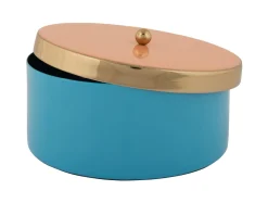 - Storage box Double Funky medium aqua blue w. peach orange*Present time Best