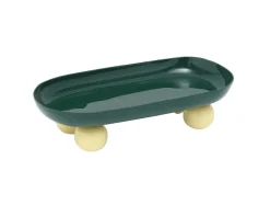 - Tray Double Funky oval retro green w. soft yellow^Present time Clearance