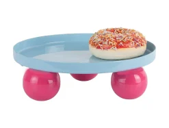 - Tray Double Funky round soft blue w. bright pink^Present time Hot