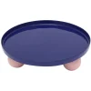 - Tray Double Funky round large cobalt blue w. soft pink*Present time