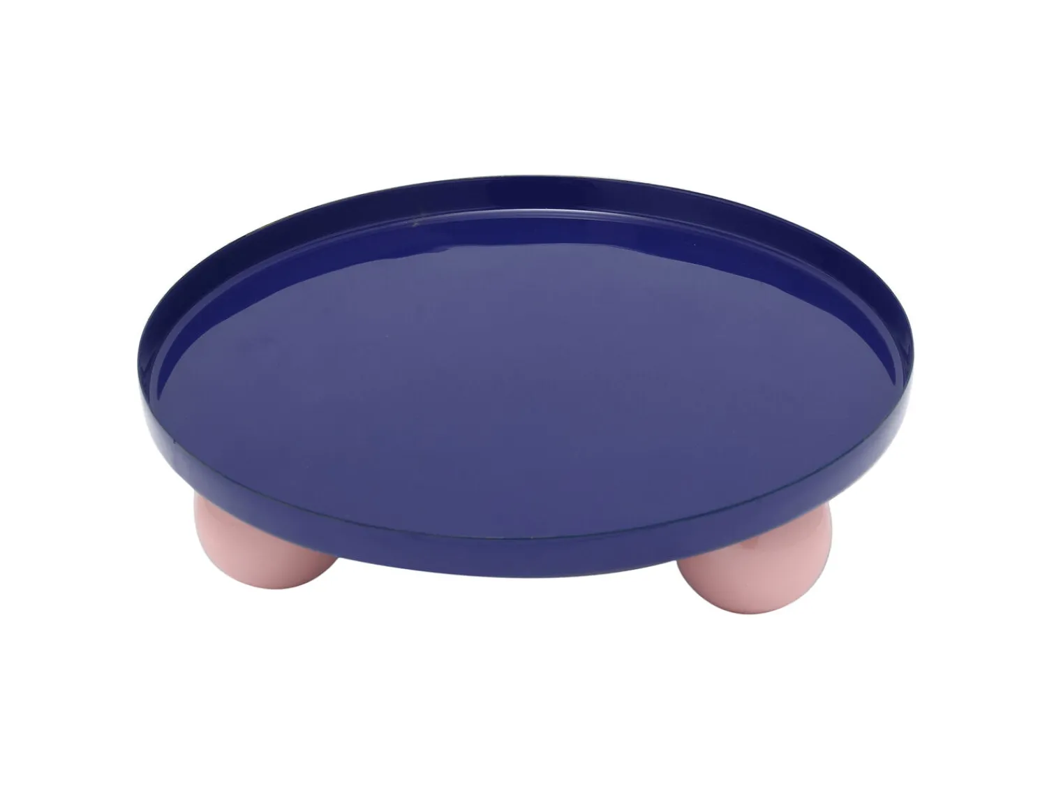 - Tray Double Funky round large cobalt blue w. soft pink*Present time